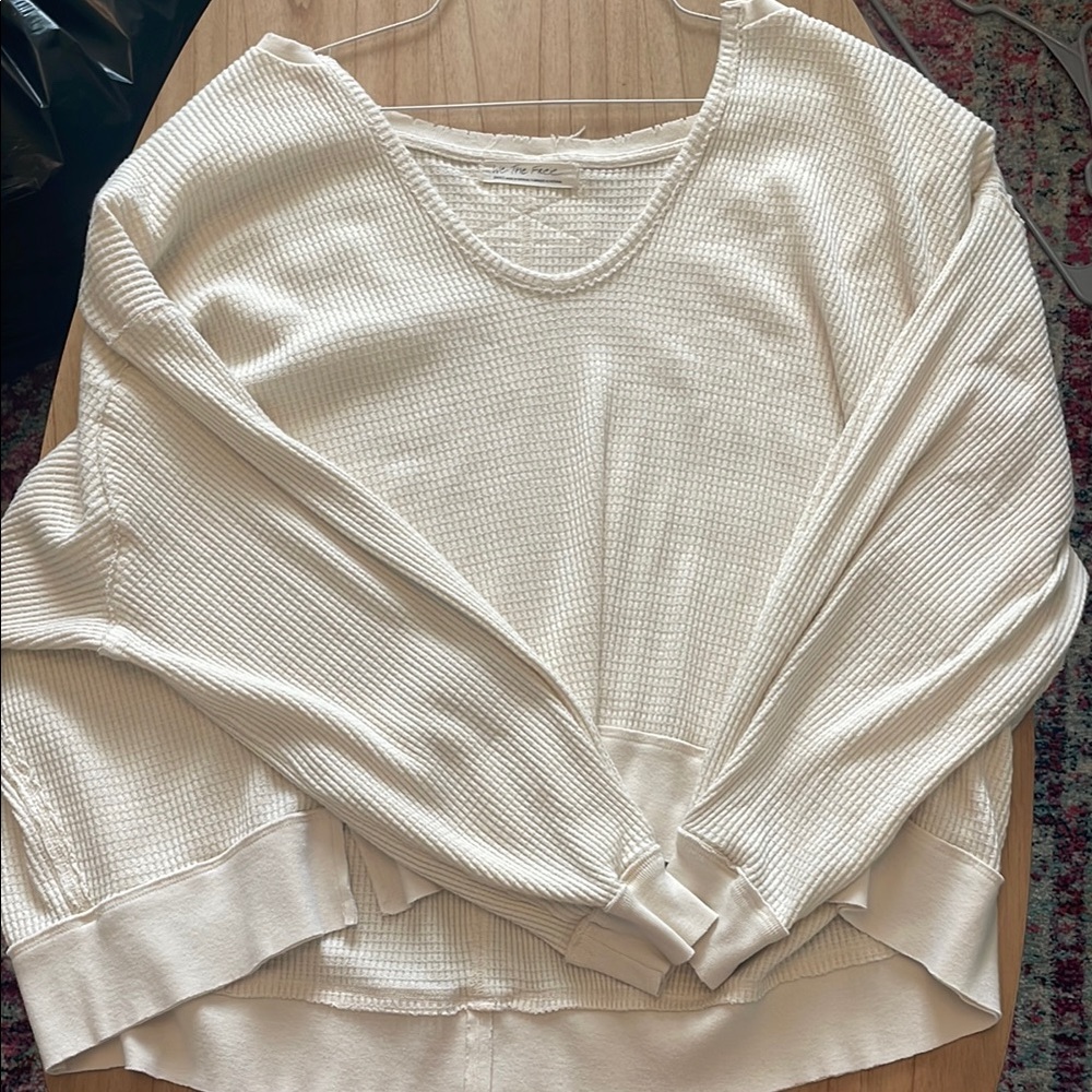 We The Free Off-White Waffle Knit Top
